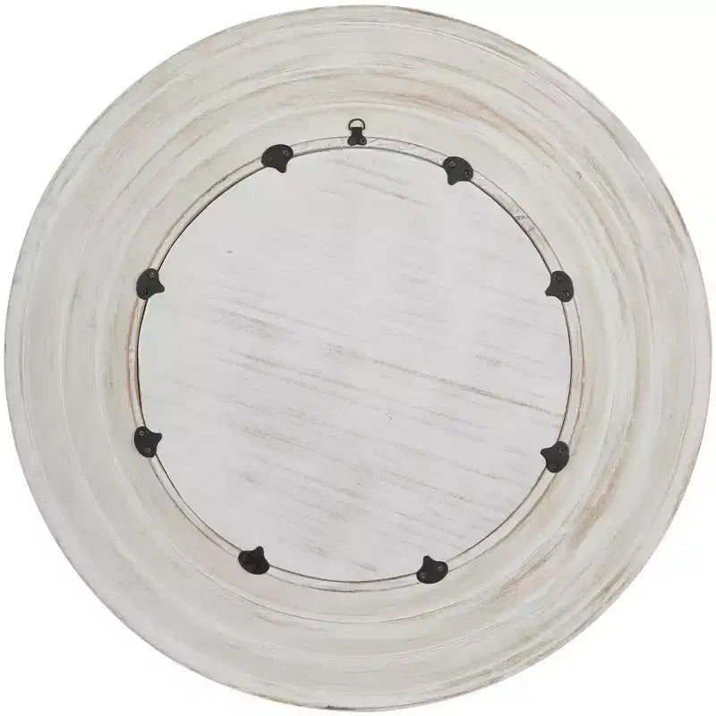 Specchio da parete in legno 89x89 cm con effetto bianco consumato, crema-Olivia & May: Nessun assemblaggio, cornice in MDF, per uso interno