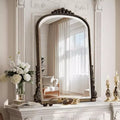 40x28 Wall Mirror, Arched Beaded Mirror with Metal Frame, Decorative Bathroom Vanity Mirror for Entryway, Bedroom, or Living Room