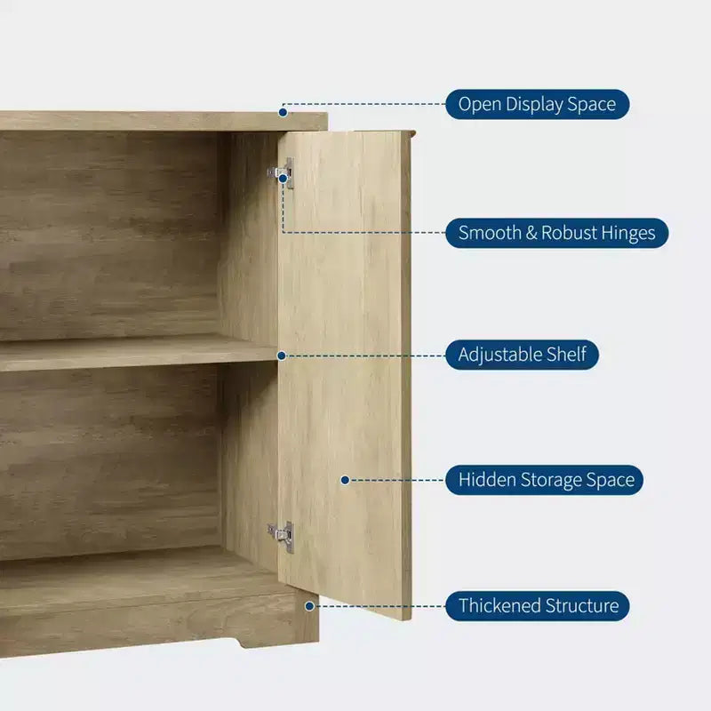 Credenza a buffet scanalata con contenitore, 2/4 ante e ripiano regolabile, tavolo console moderno in legno per bar o caffè