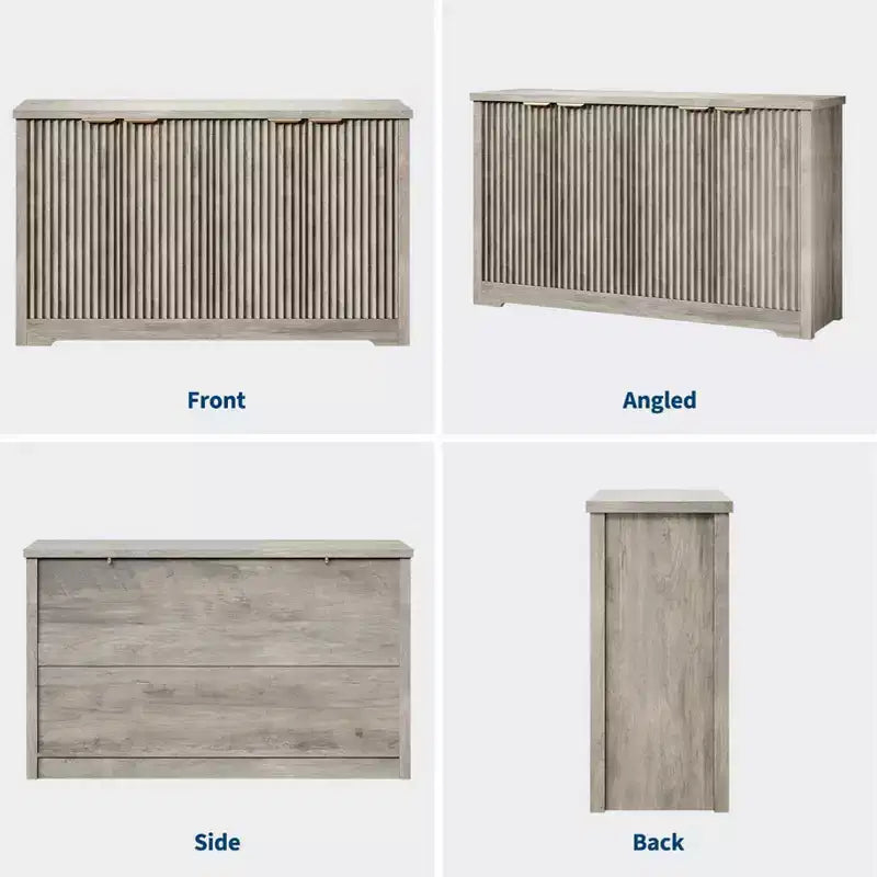 Credenza a buffet scanalata con contenitore, 2/4 ante e ripiano regolabile, tavolo console moderno in legno per bar o caffè