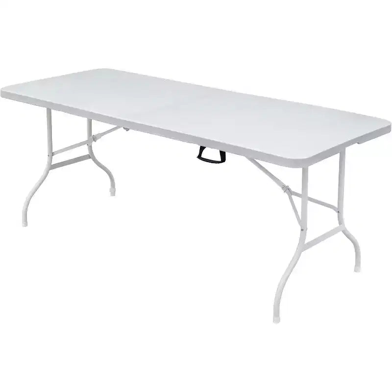 Tavolo Pieghevole in Plastica, Tavolo Portatile Pieghevole a Metà con Gambe in Ferro, Maniglia per il Trasporto, Tavolo Rettangolare Pieghevole da Esterno per Sala da Pranzo, Picnic, Feste