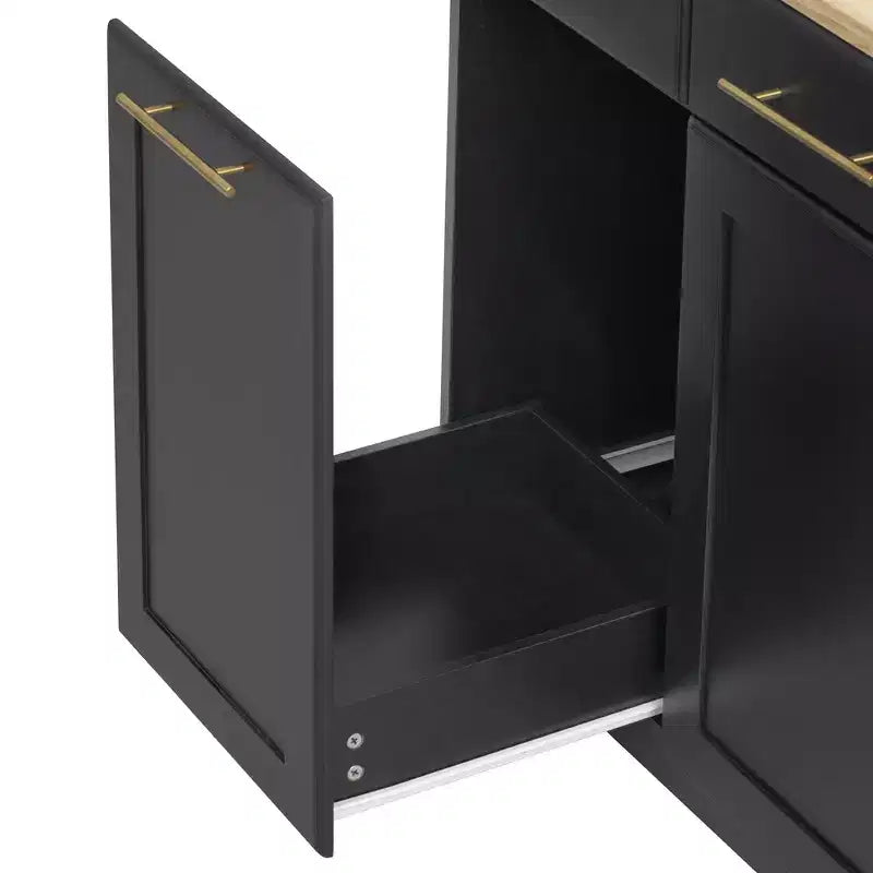 59.3 Isola da cucina, 2 organizer estraibili, anta a ribalta, vano rifiuti e portaspezie