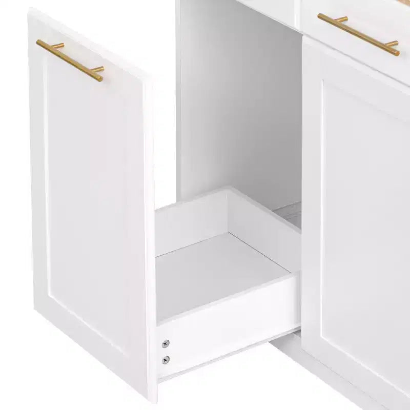 59.3 Isola da cucina, 2 organizer estraibili, anta a ribalta, vano rifiuti e portaspezie