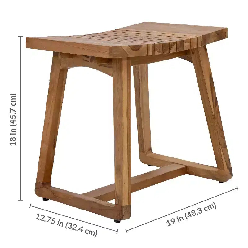 Panca doccia da 19 pollici in teak massello con design ergonomico ricurvo