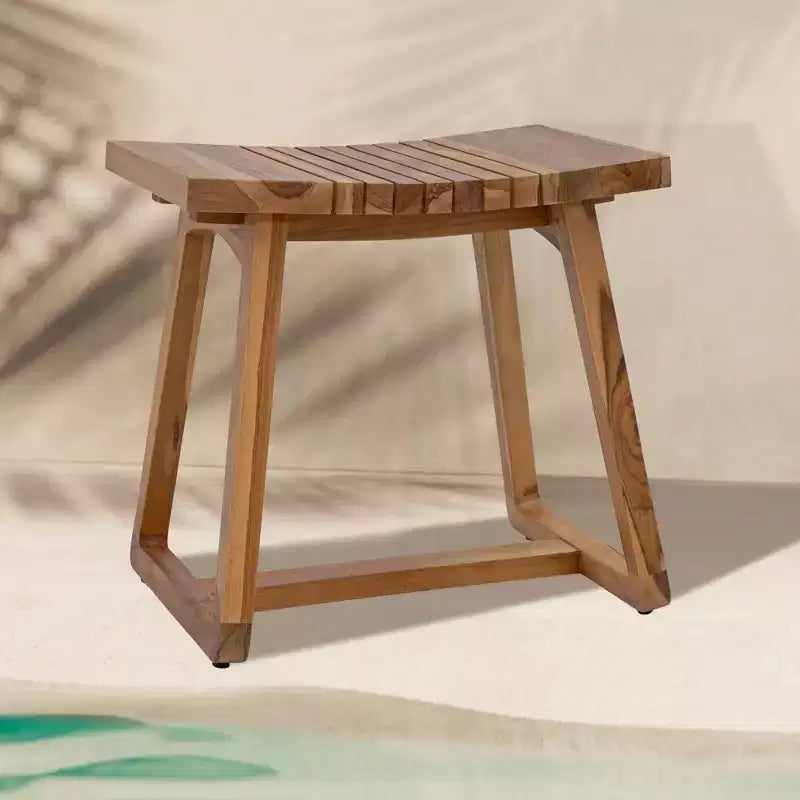 Panca doccia da 19 pollici in teak massello con design ergonomico ricurvo