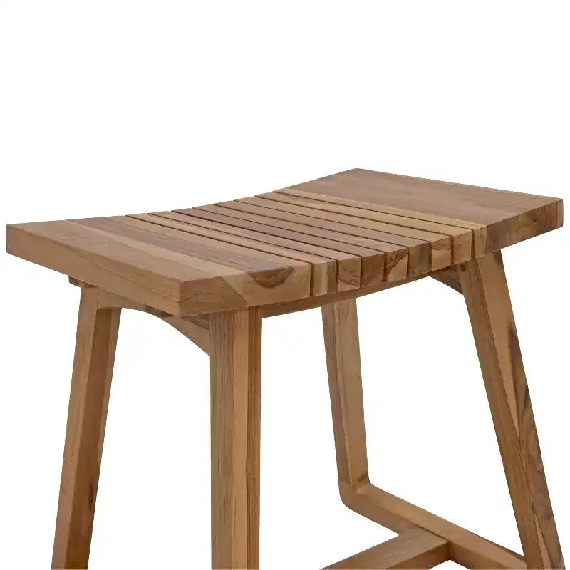 Panca doccia da 19 pollici in teak massello con design ergonomico ricurvo