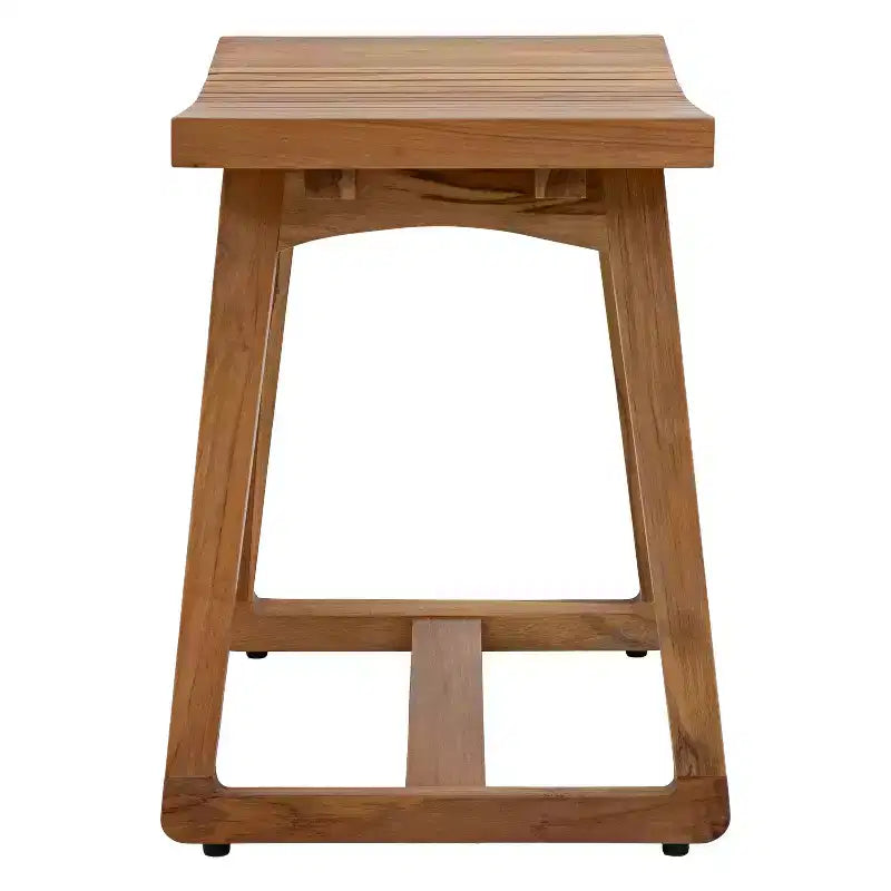 Panca doccia da 19 pollici in teak massello con design ergonomico ricurvo