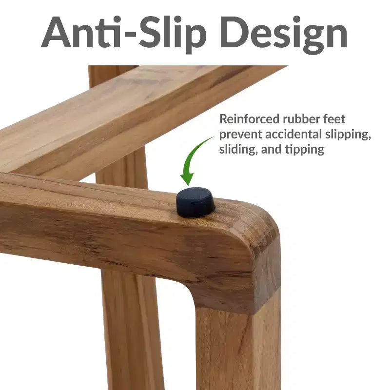 Panca doccia da 19 pollici in teak massello con design ergonomico ricurvo
