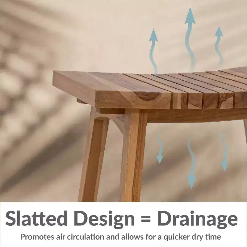 Panca doccia da 19 pollici in teak massello con design ergonomico ricurvo