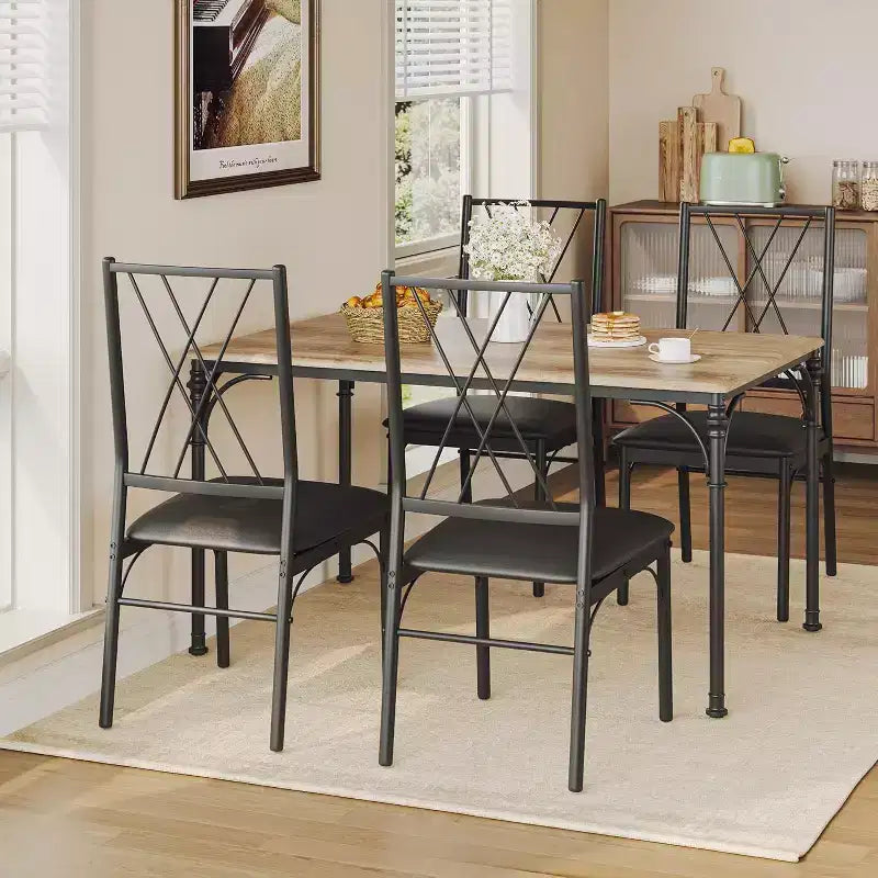 Set tavolo da pranzo per 4-6 persone - Tavolo da cucina con panca imbottita, compatto per piccoli spazi, Burlywood