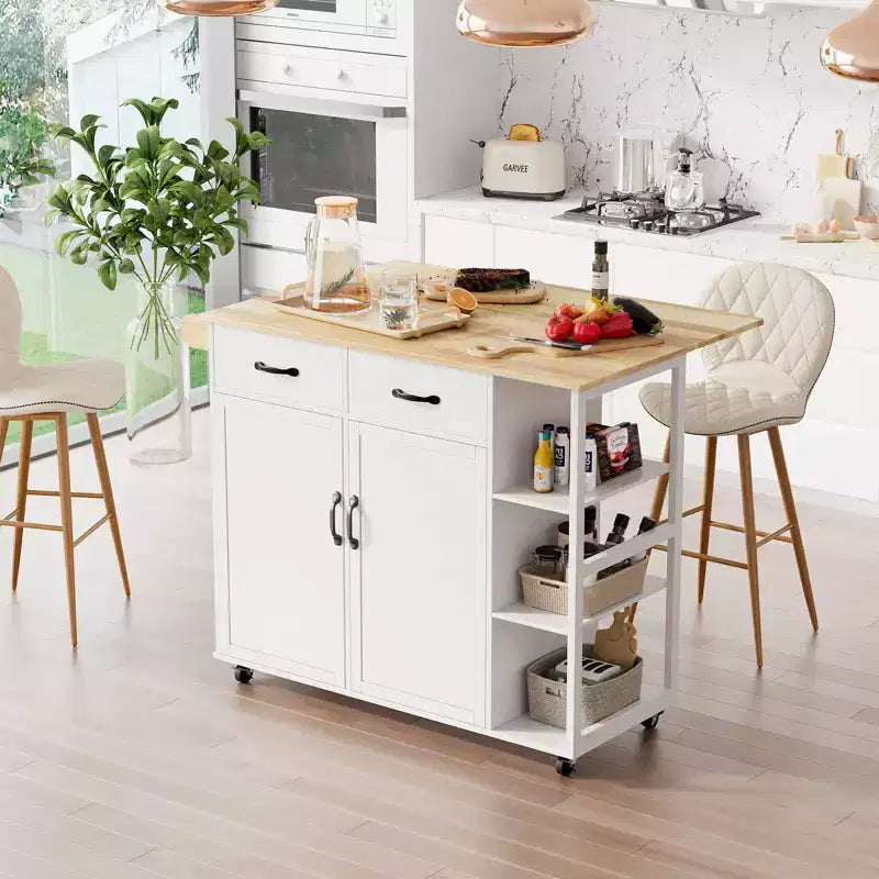 Isole cucina carrelli su ruote con piano in legno carrello con cassetto portaoggetti, armadietto a 2 ante, anta ribaltabile, postazione di lavoro mobile per cucina, bar, nero