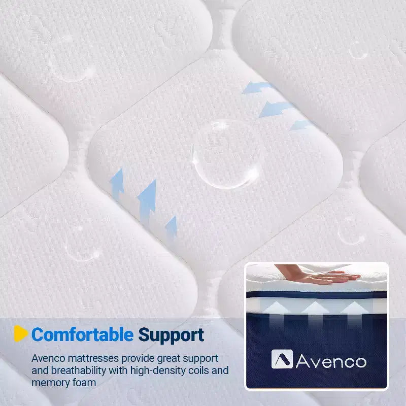 Materasso ibrido a molle e memory foam a media rigidità da 12 pollici in una scatola