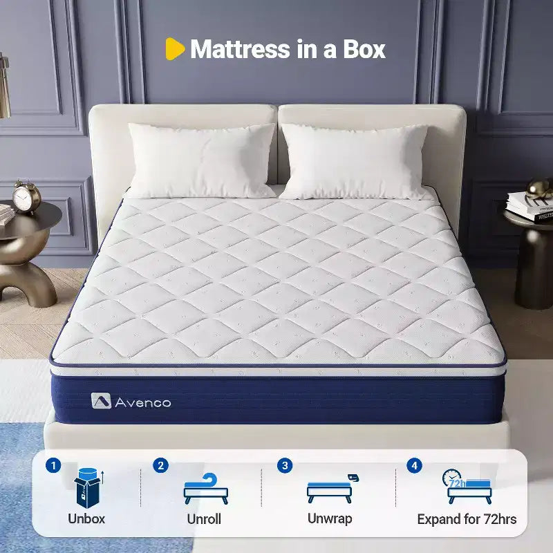 Materasso ibrido a molle e memory foam a media rigidità da 12 pollici in una scatola