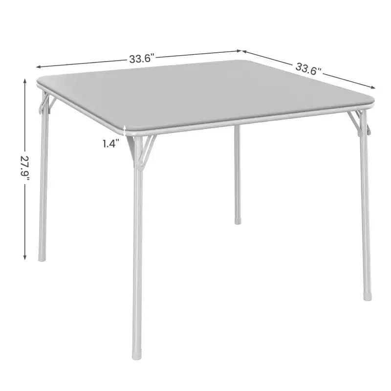 Tavolo da gioco quadrato portatile pieghevole da 34 pollici con gambe a scomparsa e piano imbottito in PU, per casa, feste, picnic (solo tavolo)