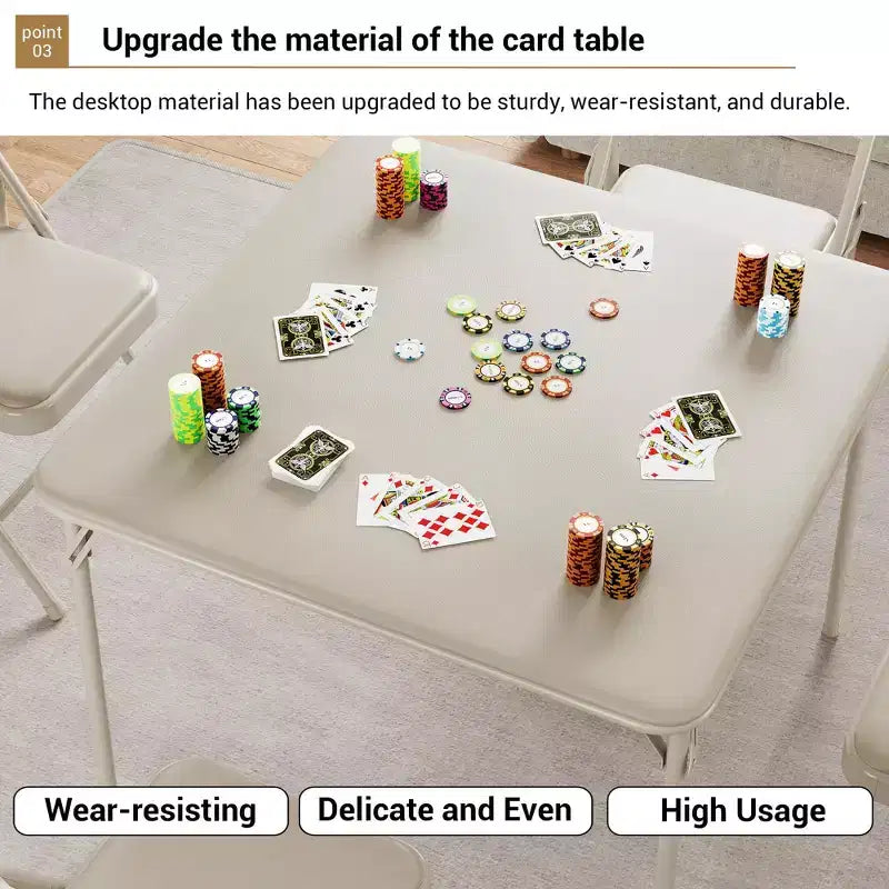 Tavolo da gioco quadrato portatile pieghevole da 34 pollici con gambe a scomparsa e piano imbottito in PU, per casa, feste, picnic (solo tavolo)