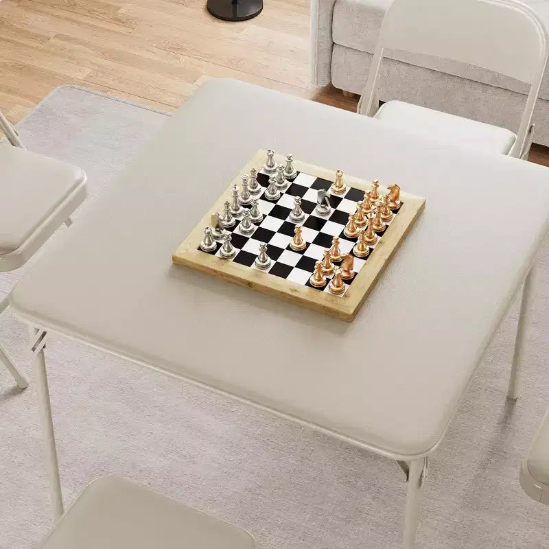 Tavolo da gioco quadrato portatile pieghevole da 34 pollici con gambe a scomparsa e piano imbottito in PU, per casa, feste, picnic (solo tavolo)