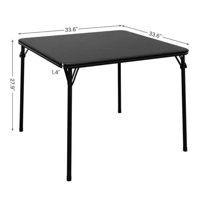 Tavolo da gioco quadrato portatile pieghevole da 34 pollici con gambe a scomparsa e piano imbottito in PU, per casa, feste, picnic (solo tavolo)