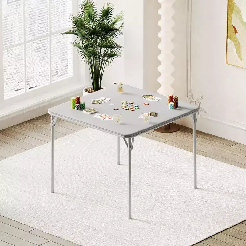 Tavolo da gioco quadrato portatile pieghevole da 34 pollici con gambe a scomparsa e piano imbottito in PU, per casa, feste, picnic (solo tavolo)