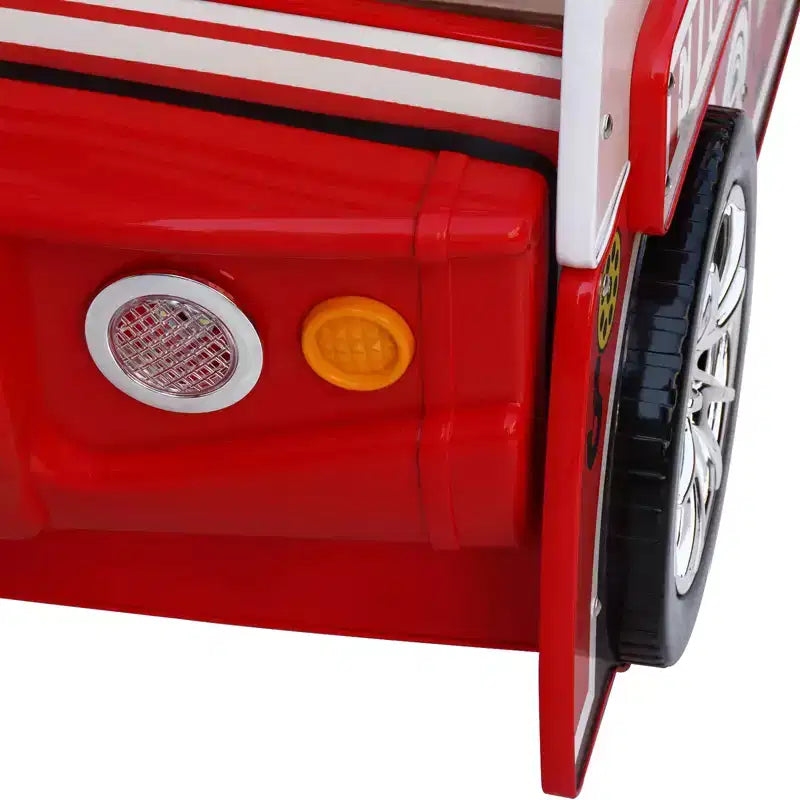 Letto a forma di camion dei pompieri singolo con luce a LED
