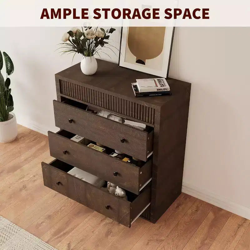 Comò a 3/5 cassetti per camera da letto, cassettiera scanalata larga 80 cm, comodino moderno in legno per corridoio, soggiorno
