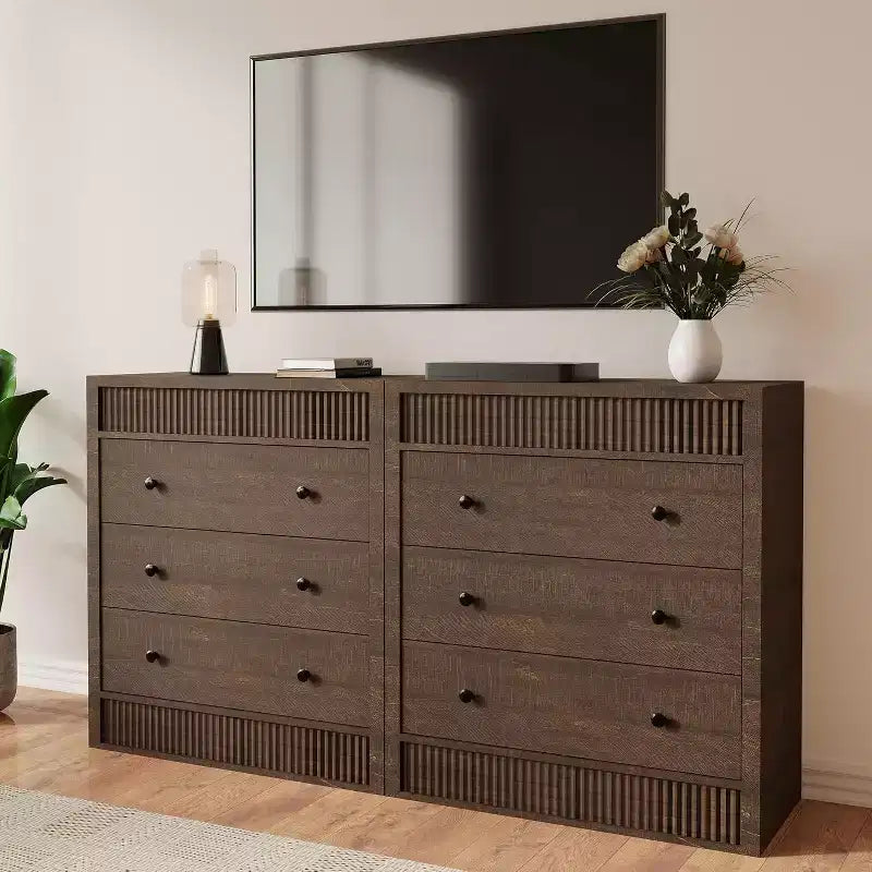 Comò a 3/5 cassetti per camera da letto, cassettiera scanalata larga 80 cm, comodino moderno in legno per corridoio, soggiorno