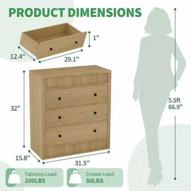 Comò a 3/5 cassetti per camera da letto, cassettiera scanalata larga 80 cm, comodino moderno in legno per corridoio, soggiorno