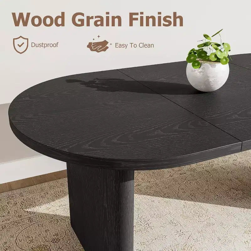 Tavolo da pranzo ovale da 180 cm per 4-8 persone, tavolo da cucina e sala da pranzo versatile in stile rustico, ottimo tavolo per soggiorno, ufficio, appartamento, nero