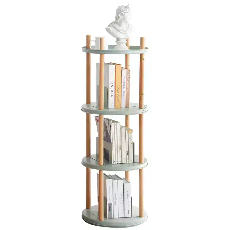 Libreria Girevole a 360° a 4 Ripiani, Scaffale Multifunzionale Compatto per Soggiorno, Camera da Letto, Studio, Cucina