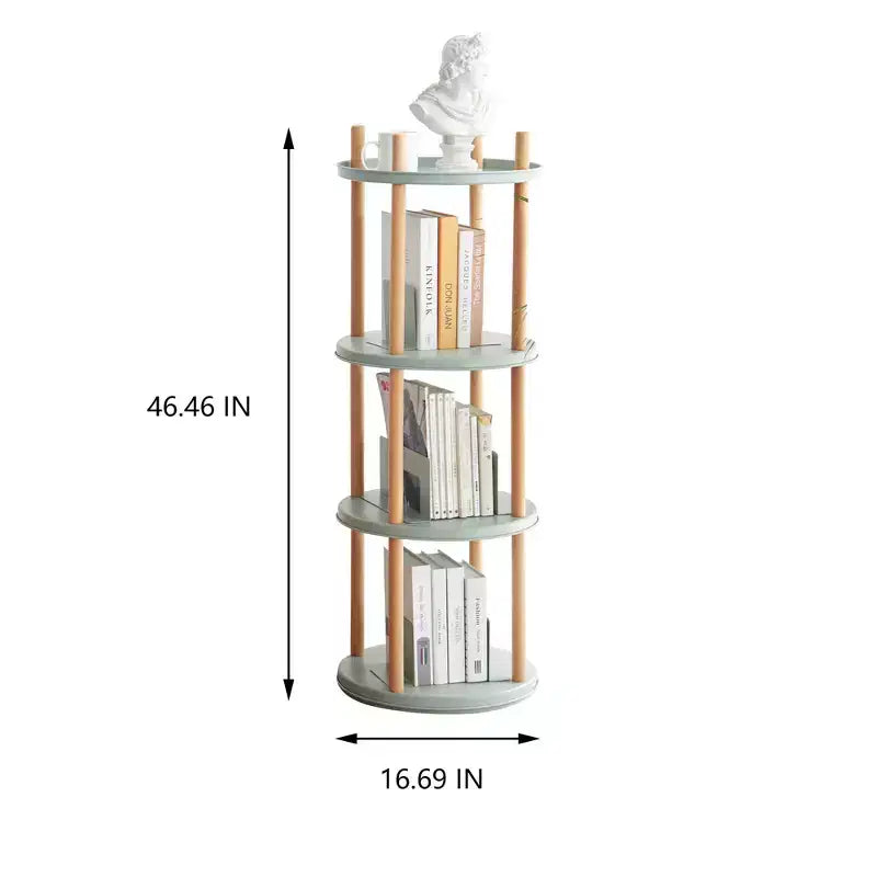 Libreria Girevole a 360° a 4 Ripiani, Scaffale Multifunzionale Compatto per Soggiorno, Camera da Letto, Studio, Cucina