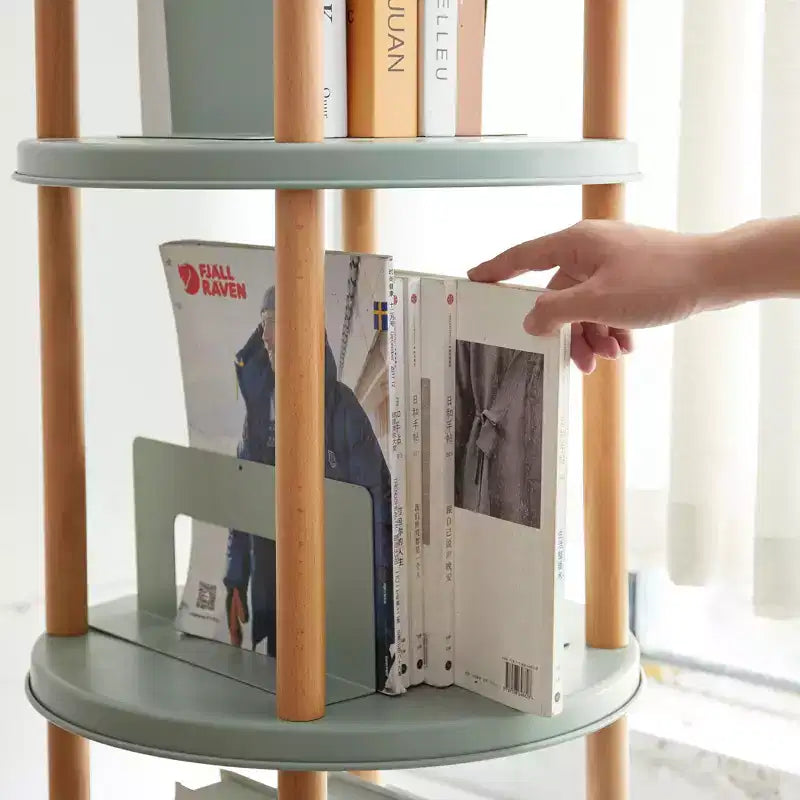 Libreria Girevole a 360° a 4 Ripiani, Scaffale Multifunzionale Compatto per Soggiorno, Camera da Letto, Studio, Cucina