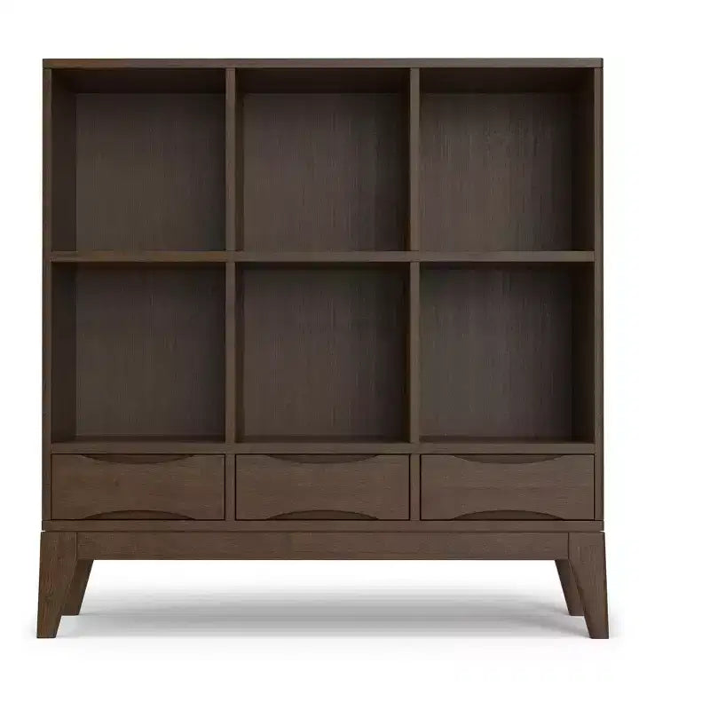 Pearson LEGNO MASSELLO 43" x 42" Mobile Contenitore Basso a 6 Cubi Moderno Metà Secolo in Marrone Noce