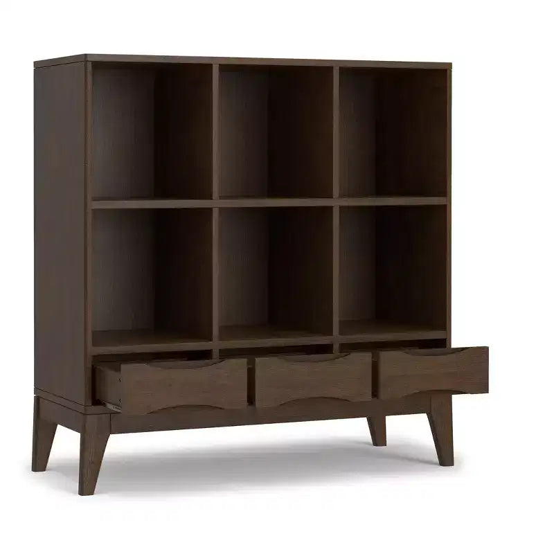 Pearson LEGNO MASSELLO 43" x 42" Mobile Contenitore Basso a 6 Cubi Moderno Metà Secolo in Marrone Noce