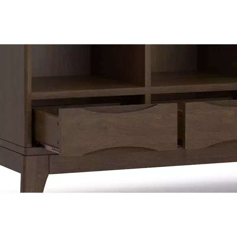 Pearson LEGNO MASSELLO 43" x 42" Mobile Contenitore Basso a 6 Cubi Moderno Metà Secolo in Marrone Noce