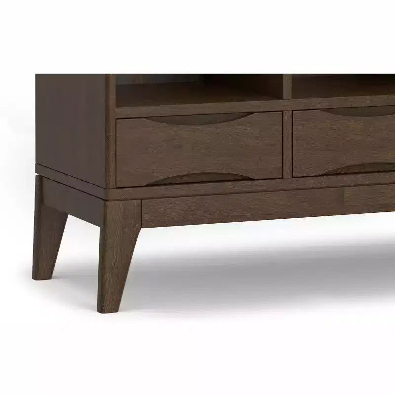 Pearson LEGNO MASSELLO 43" x 42" Mobile Contenitore Basso a 6 Cubi Moderno Metà Secolo in Marrone Noce