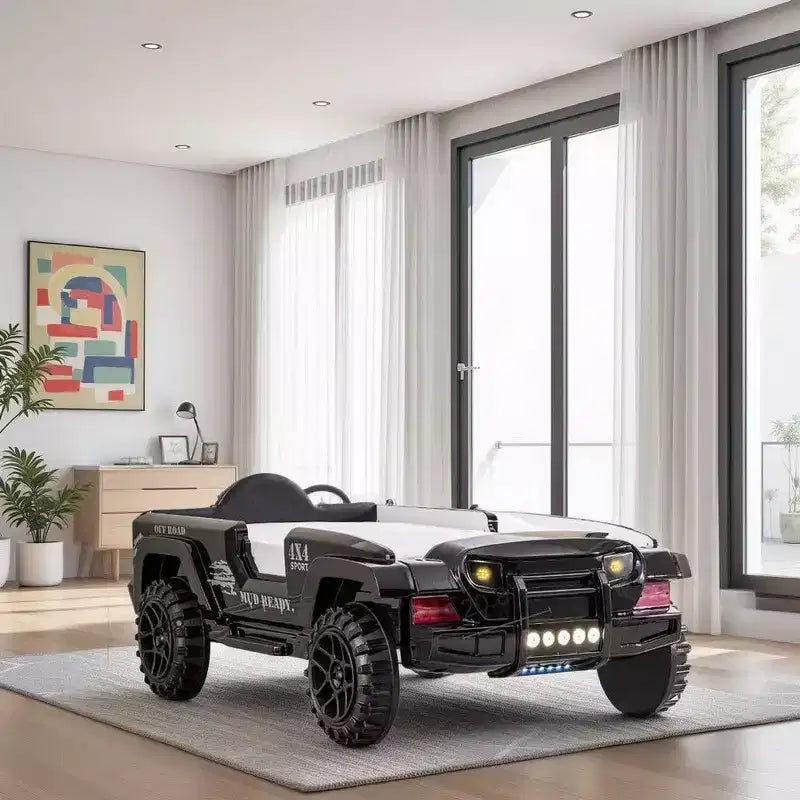 SUV Letto Matrimoniale Con Luci,Effetti Sonori,Ecopelle Nera