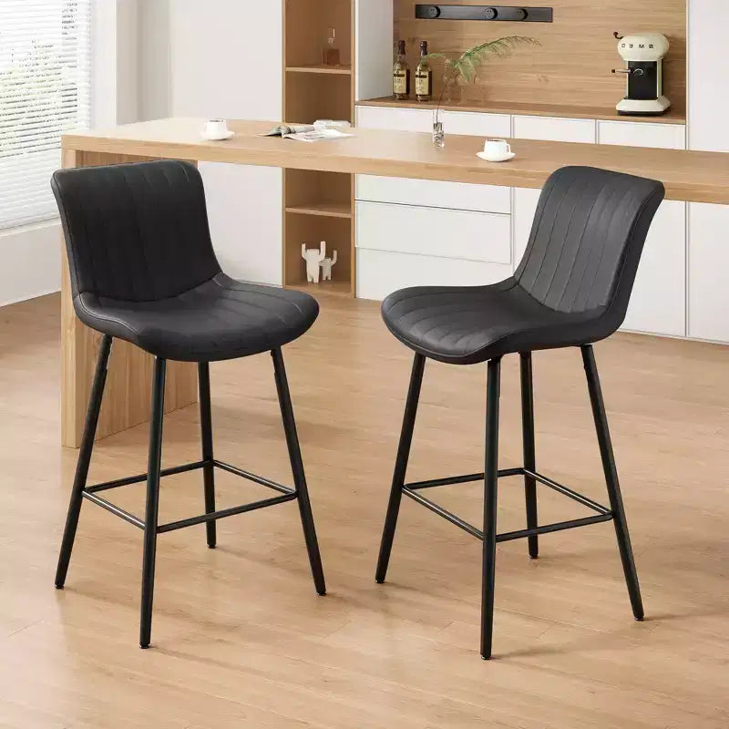 Sedie da pranzo in similpelle con gambe in metallo Sedie da cucina e sala da pranzo per sala da pranzo nere