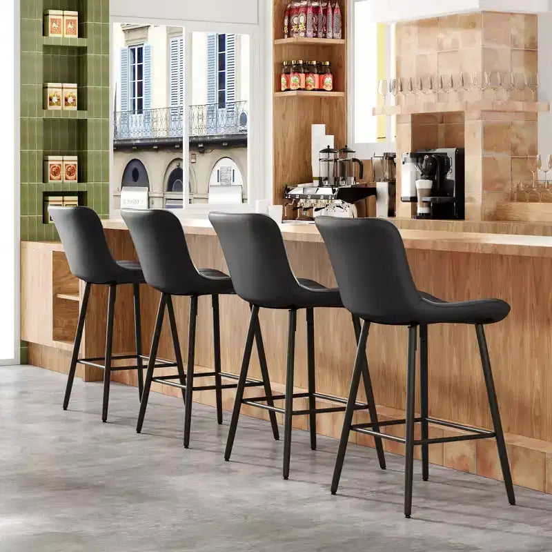 Sedie da pranzo in similpelle con gambe in metallo Sedie da cucina e sala da pranzo per sala da pranzo nere