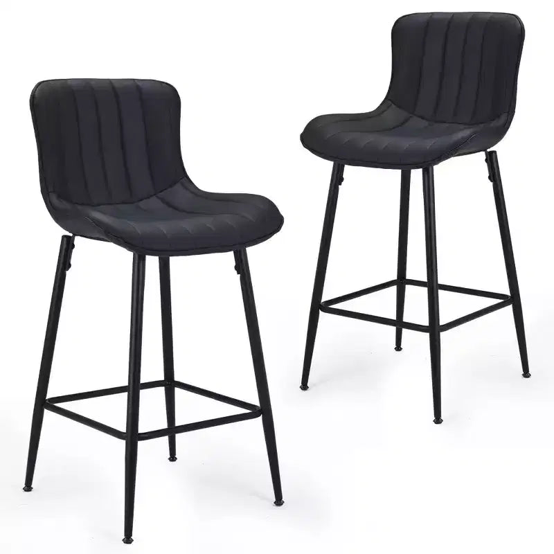 Sedie da pranzo in similpelle con gambe in metallo Sedie da cucina e sala da pranzo per sala da pranzo nere