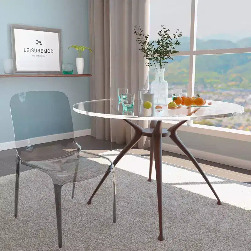 Sedia da pranzo in acrilico con design a cascata e seduta sagomata elegante, stile moderno per cucina, sala da pranzo, ufficio, salotto o bar