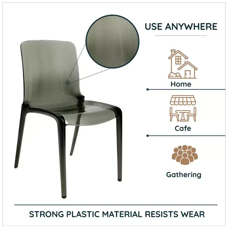 Sedia da pranzo in acrilico con design a cascata e seduta sagomata elegante, stile moderno per cucina, sala da pranzo, ufficio, salotto o bar