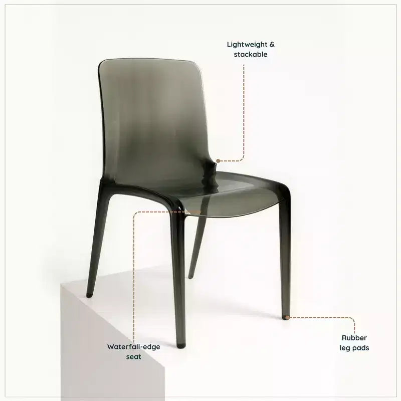 Sedia da pranzo in acrilico con design a cascata e seduta sagomata elegante, stile moderno per cucina, sala da pranzo, ufficio, salotto o bar