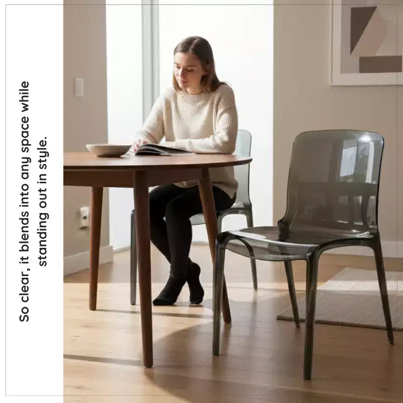 Sedia da pranzo in acrilico con design a cascata e seduta sagomata elegante, stile moderno per cucina, sala da pranzo, ufficio, salotto o bar