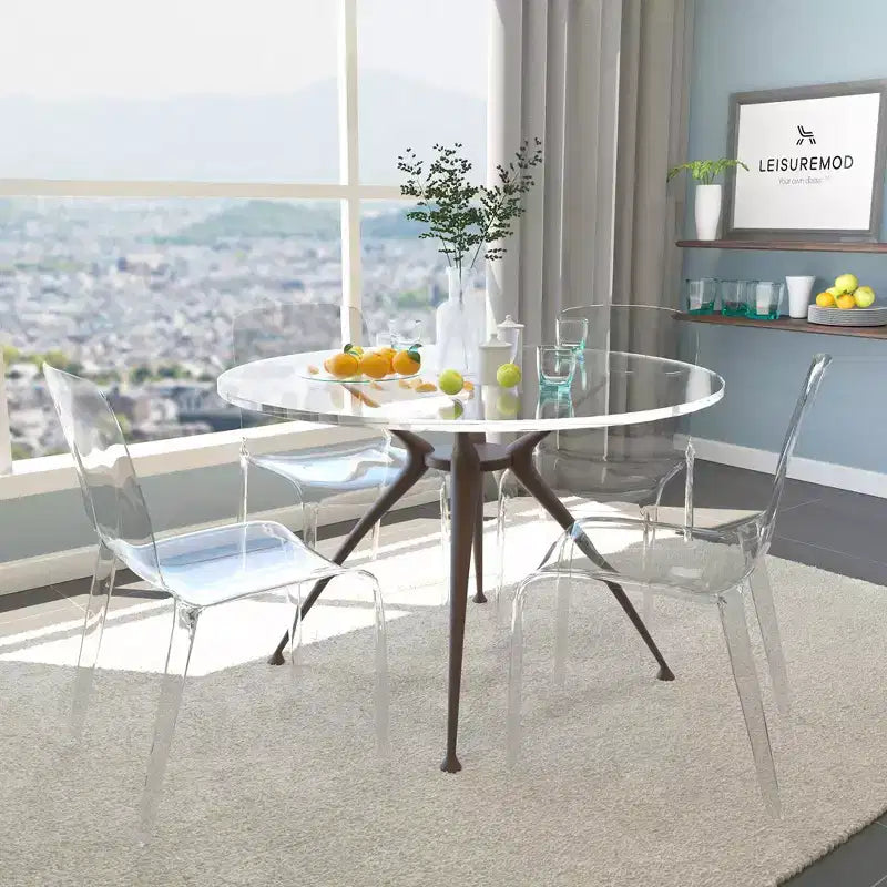 Sedia da pranzo in acrilico con design a cascata e seduta sagomata elegante, stile moderno per cucina, sala da pranzo, ufficio, salotto o bar