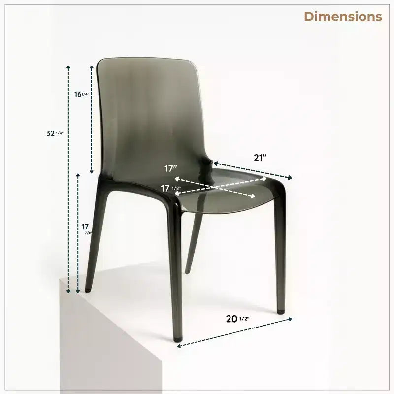 Sedia da pranzo in acrilico con design a cascata e seduta sagomata elegante, stile moderno per cucina, sala da pranzo, ufficio, salotto o bar