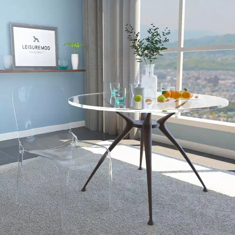Sedia da pranzo in acrilico con design a cascata e seduta sagomata elegante, stile moderno per cucina, sala da pranzo, ufficio, salotto o bar