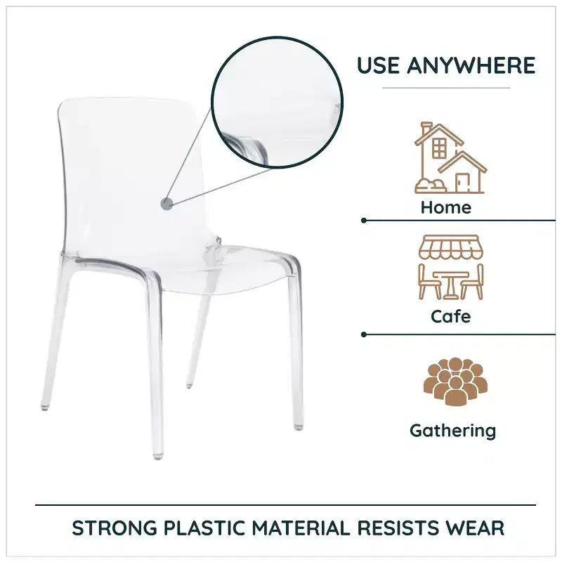 Sedia da pranzo in acrilico con design a cascata e seduta sagomata elegante, stile moderno per cucina, sala da pranzo, ufficio, salotto o bar