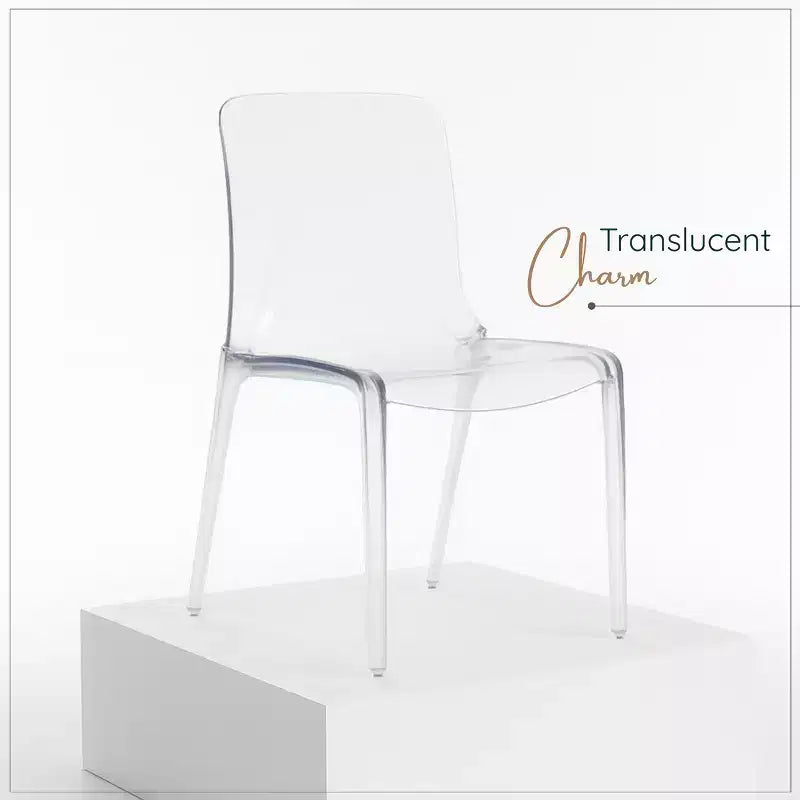 Sedia da pranzo in acrilico con design a cascata e seduta sagomata elegante, stile moderno per cucina, sala da pranzo, ufficio, salotto o bar