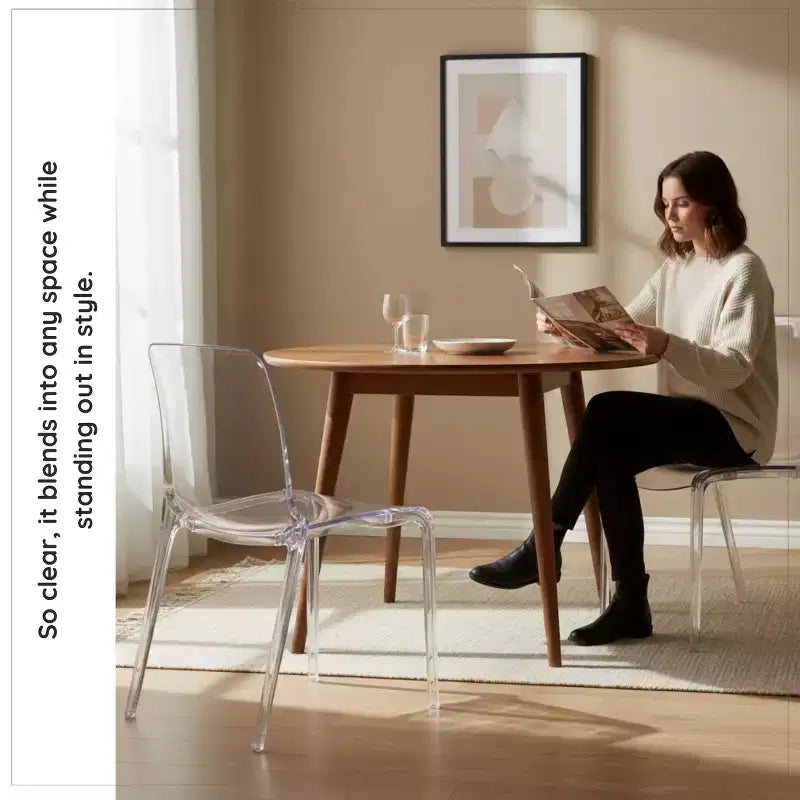 Sedia da pranzo in acrilico con design a cascata e seduta sagomata elegante, stile moderno per cucina, sala da pranzo, ufficio, salotto o bar