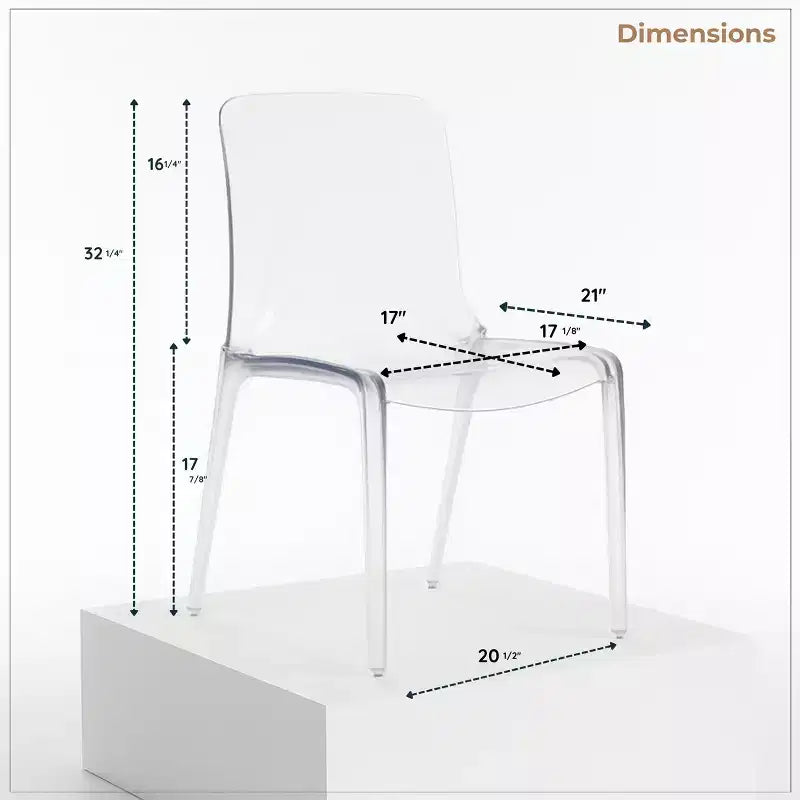 Sedia da pranzo in acrilico con design a cascata e seduta sagomata elegante, stile moderno per cucina, sala da pranzo, ufficio, salotto o bar