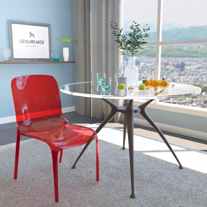 Sedia da pranzo in acrilico con design a cascata e seduta sagomata elegante, stile moderno per cucina, sala da pranzo, ufficio, salotto o bar